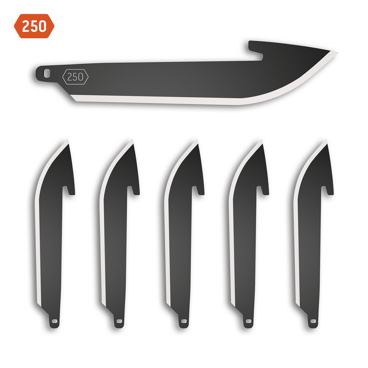 Outdoor Edge RazorSafe 2.5 in Replacement Blades (250) – Drop Point, Black